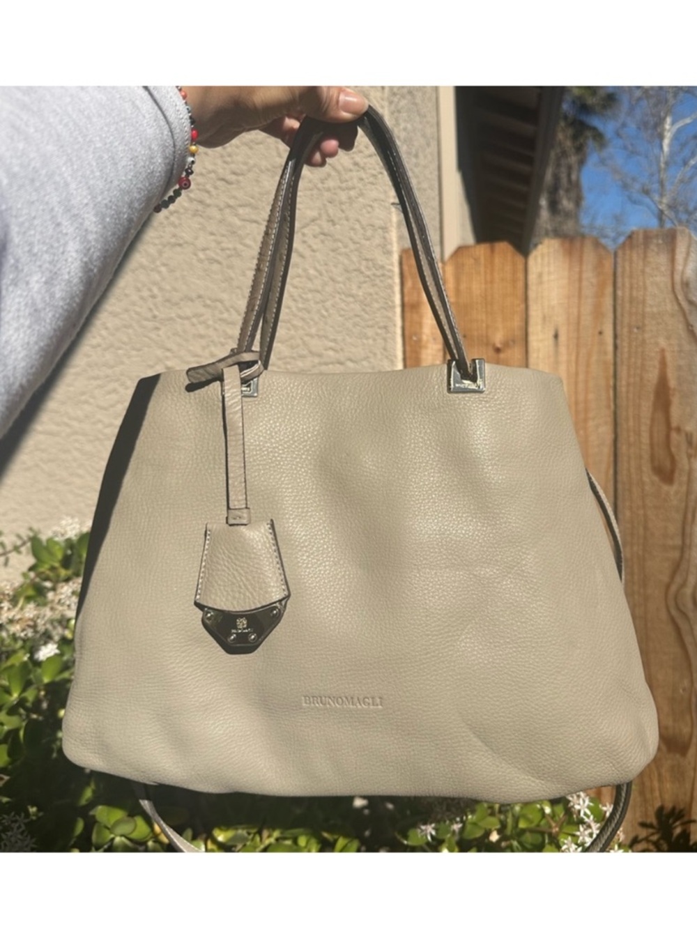 BRUNO MAGLI Gray Leather 2way bag